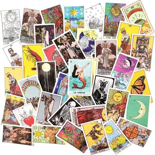 60pcs/pack Tarot Graffiti Waterproof Stickers For Notebook Motorcycle Skateboard Computer Mobile Phone Cartoon Toy Trunk