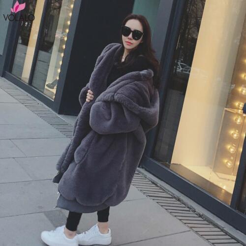 VOLALO Long Fur Coats
