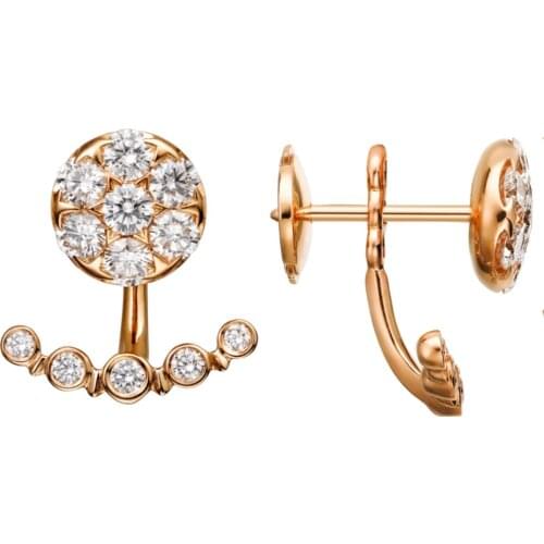 18K Rose Gold Stud Earrings Women Wedding Anniversary Engagement Party Earrings ANCHOR Round Moissanite Diamond Elegant Trendy