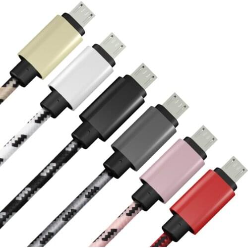 0.25/1/2/3M Fabric Wire Micro USB Cable Data Sync Usb Charging Cables For Samsung Huawei Xiaomi Android Phone 200pcs