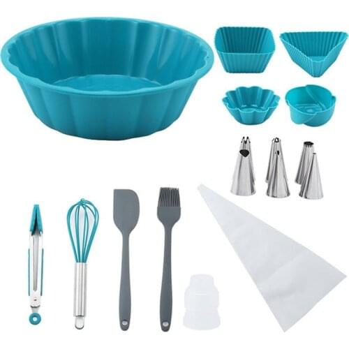 17PCS Cake Decorating Kit Silicone Nonstick Baking Cake Set Baking Mold Set DIY Cake Decorating Tools For Bakeware