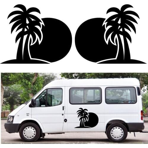 Para 2x palmeira sun hammock camper van rv reboque caminhão motor casa gráficos de vinil kit decalques porta do carro adesivos