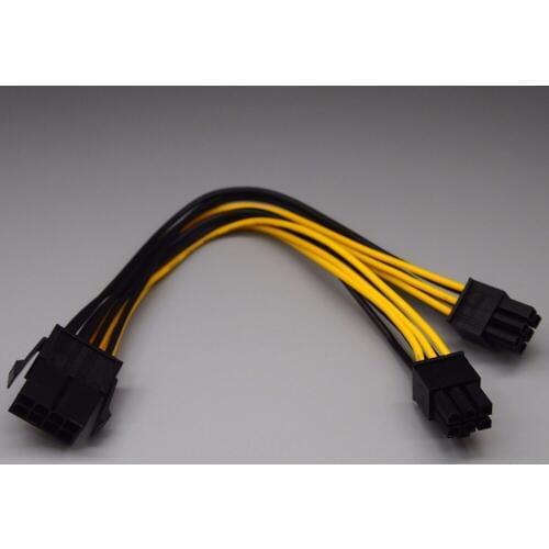 25pcs/lot CPU power supply cable CPU 8pin to double Graphics card 6Pin power cable