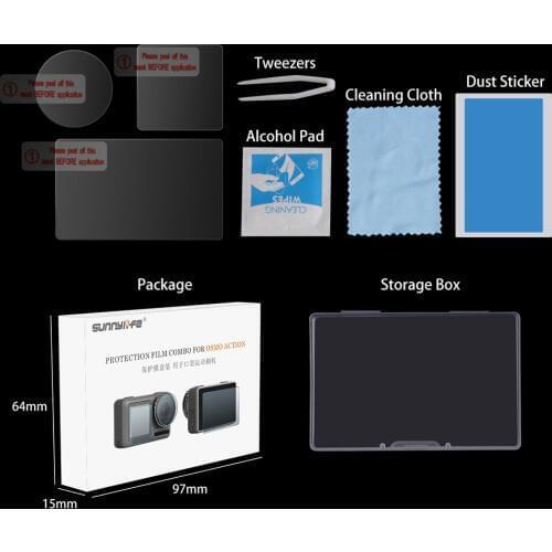 3 PC /Set Lens & Screen Protective Film Tempered Glass Film for DJI OSMO Action Camera