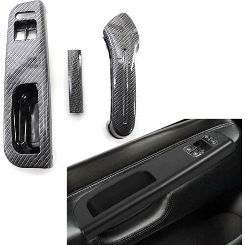 3x Carbon Fiber ABS Car Door Pull Grab Handle Switch Cover For VW Golf 4 1999-06 Passat 97-05 Bora 99-01 For Skoda Octavia 01-11
