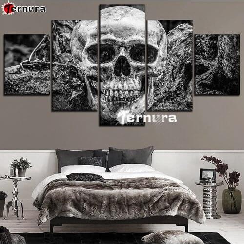 Diamond Painting Black white Skull Cross Stitch Diamond Embroidery 5D Diamond Decoration Full Square round Drill Handmade 5PCS