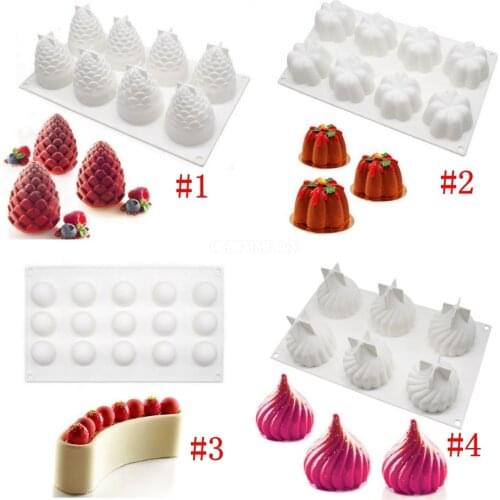 50Pcs/Lot 3D Silicone Fondant Cake Mold Dessert Mousse Chocolate Pastry Baking Tool Mould