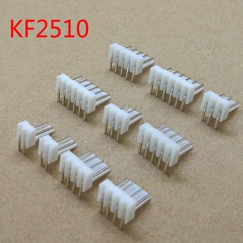 50pcs/Lot KF2510 connector 2.54MM Pitch Male pin header 2P/3P/4P/5P/6P right angle For PCB 2.54MM