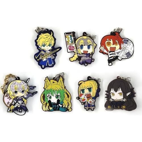 7pcs/lot Fate stay night / Fate/Grand Order/FGO Original Japanese anime figure rubber mobile phone charms keychain strap D446