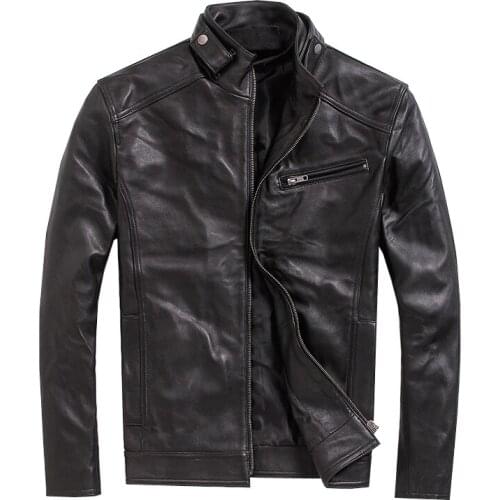 Free shipping.plus size Brand clothing,man genuine leather Jackets,slim sheepskin jacket,sales.men casual style coat