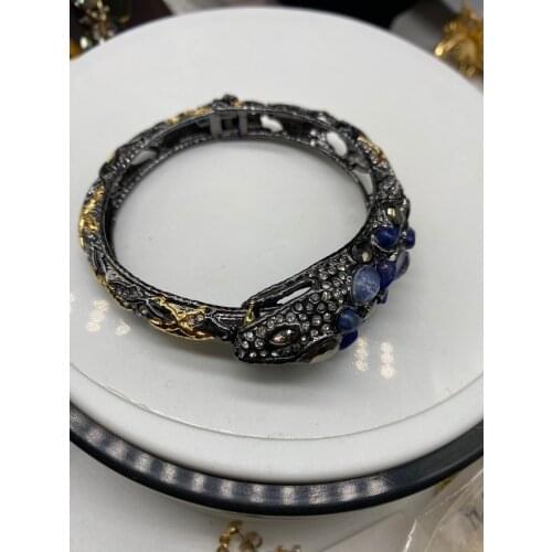 European and American retro fashion snake gemstone inlaid western antique bracelet for women jewelry