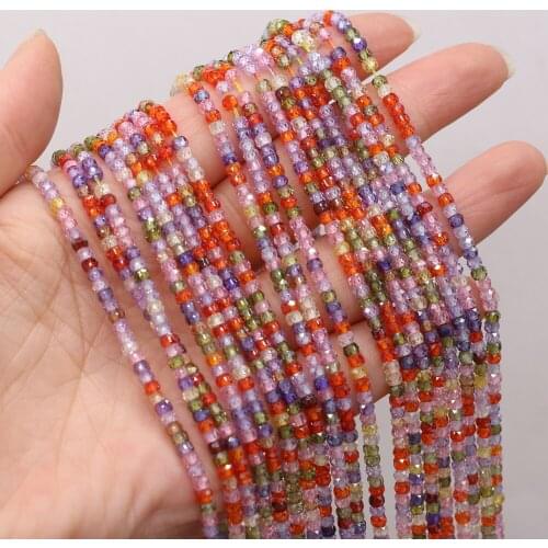 Natural Zircon Beads Round Faceted Abacus Beads Seven color Loose Beaded For Jewelry Making DIY Bracelet Necklace Accessories