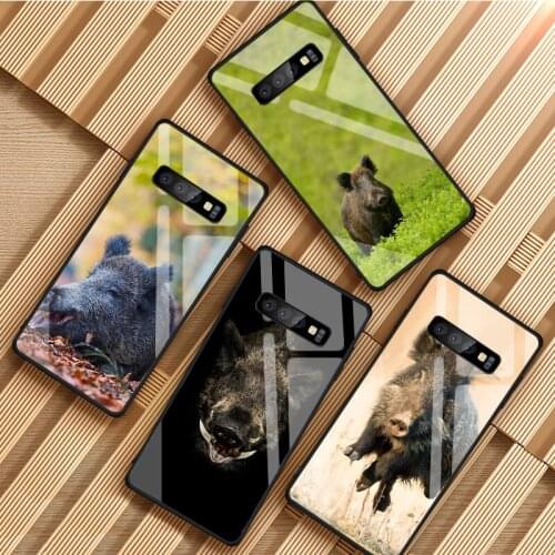 Wild boar Tempered Glass Phone Case For Samsung Galaxy S8 S9 S10 S20 PLUS J8 J6 J4 2018 NOTE 8 9 10 Cover Shell
