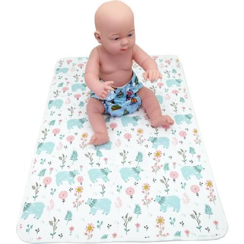 Baby Diaper Changing Pads Waterproof Infant Newbown Changing Mat Cover Washable Reusable Travel Nappy Mat Size: 70cmx50cm