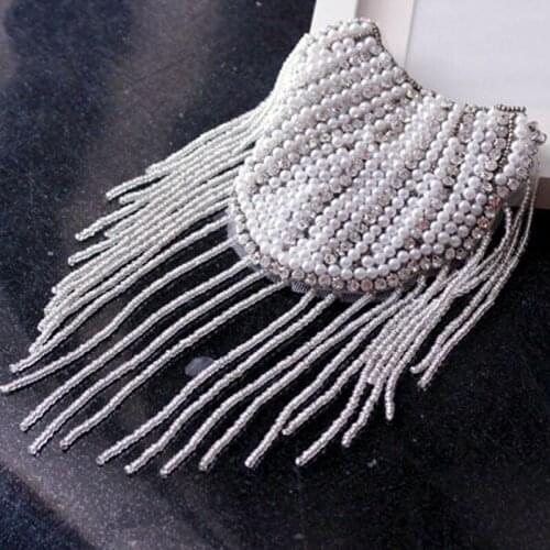 DIY one piece breastpin tassels shoulder board Epaulet metal patches for clothing QR-2564