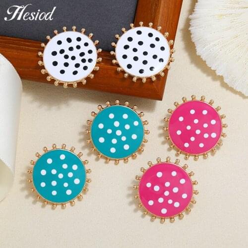 Hesiod 1 Pairs Sun Earrings With Black Or White Dots New Fashion Gold Metal Plated Color Suitable for Girls Or Ladies Gifts