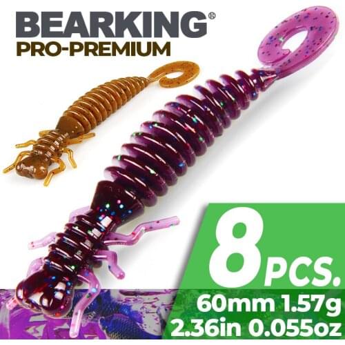 BEARKING 6cm 1.57g 8pcs Artificial Soft Fishing Lures Wobblers Fishing Soft Lures Silicone Shad Worm Bass Baits