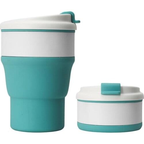 500ml Coffee Cup Silicone Water Cup Portable Folding Cup With Dustproof Cover Outdoor Coffee Cups Children Travel Drinking Mug