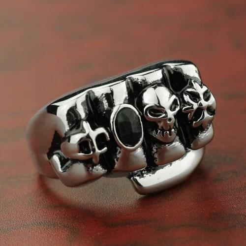 Self Defense Unisex Skeleton Fist Outdoor EDC Skull Ring Stainless Steel Retro Finger Fist Ring Survival Safety Protection Ring