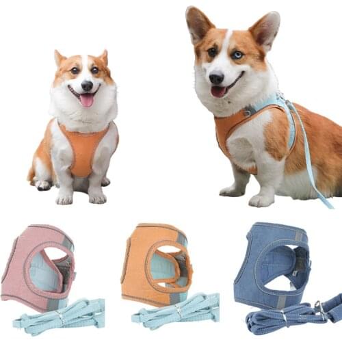 Nylon Dog Harness Vest Adjustable Pet Dog Harness and Leash Set Reflective Collar Lead Pet Cat Harnesses For Small Medium Dog