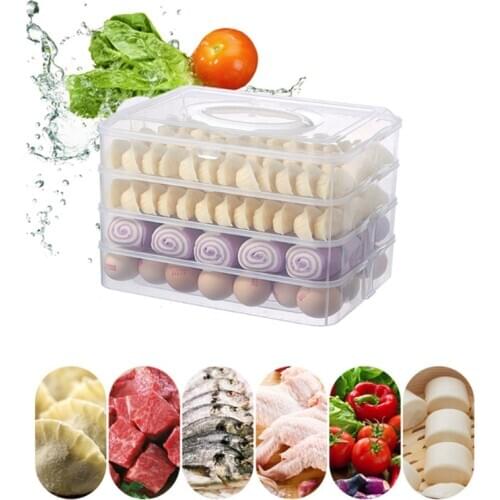 Kitchen Accessories Food Storage Box Dumpling Organizer Refrigerator Fresh-keeping Box Transparent Sealed Portable Can Stacked