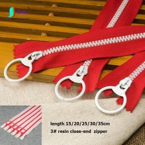 Short Wallet Schoolbag Shoes Sew Diy Red Tape White Teeth Length 15,20,25,30,35cm 3# Resin Close-end Zipper A0696L