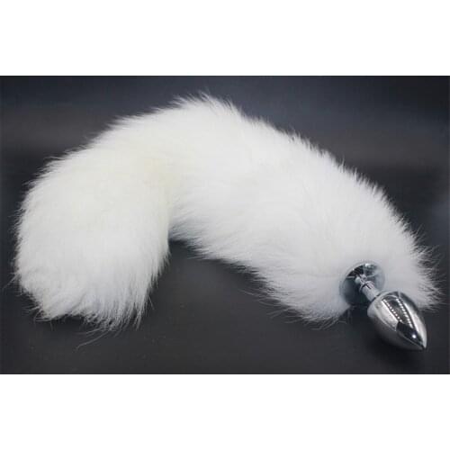 Metal Cosplay White Fox Tail Butt Plug Stainless Steel Big Anal Tail Prostate Massager Sexual Abuse Butt Plug Couple Flirt Toys
