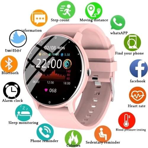 2021 New Fashion Full Touch Screen Smart Watch Women Heart Rate Multifunctional Sports Fitness Waterproof Smartwatch Men Woman