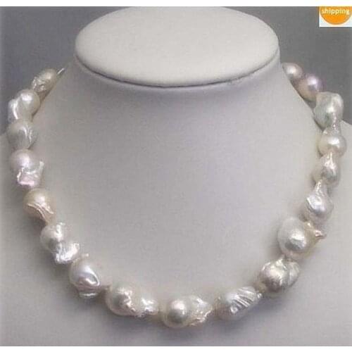 NEW REAL HUGE 18-28mm SOUTH SEA WHITE BAROQUE PEARL NECKLACE 18"