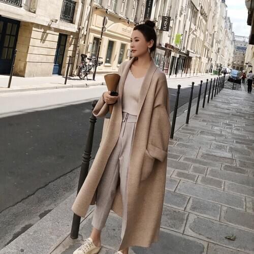 Autumn Elegant Winter Coats Loose knit Cardigan Woolen Sweater Women Oversized Extra Soft High-end Cardigan Knitting Coat Female