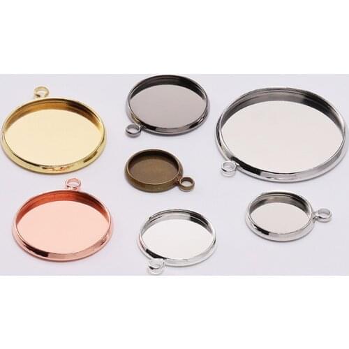 20pcs/lot 10-25 mm Round Cabochon Base Tray Bezels Blank Setting Supplies For Jewelry Making Bracelet Pendant Findings Wholesale