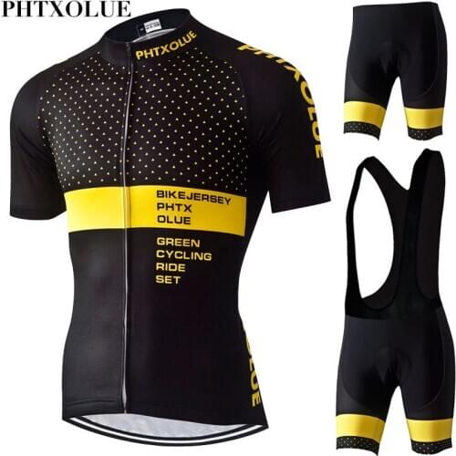 Phtxolue Summer Short Sleeve Men Cycling Clothing Breathable Bike Jerseys Set Mountain Bicycle Wear Maillot Ropa Ciclismo