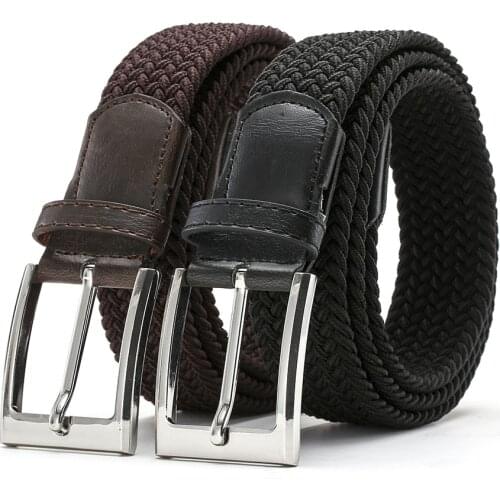 Women Stretch Twist Woven Belt Wax Rope Braided Waistband Fashion Casual Female Belt For Jeans Dress Metal Buckle Belts