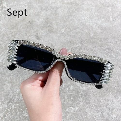 Sept Square Sunglasses Women Crystal Diamond Inlaid Luxury Brand Designer Vintage Sun Glasses Party Rhinestone Eyeglasses