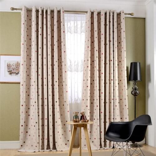 Dots Jacquard Blackout Curtains Kids Bedroom Kitchen Living Room Window Decortaion Cortinas Durable Polyester Fabric Valance