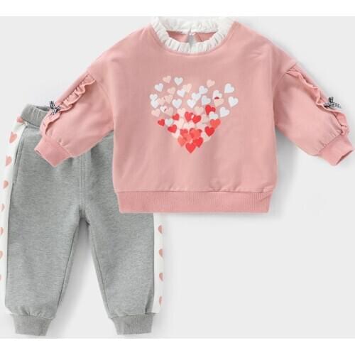 Spring Autumn Jogging Set Cotton Tops+pants 2pcs Kids Outfits For Baby Girls Tracksuit Infant Newborn Clothing Set