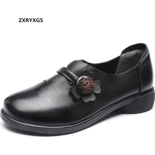 202 New Fashion Autumn High Quality Genuine Leather Shoes Women Flats Comfortable Elegant Classic Retro Shoes Women Trendy Shoes