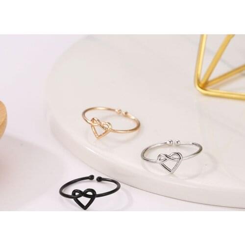 Todorova Minimalist Adjustable Finger Rings For Women Girl Gold Silver Color Wedding Heart Rings Bijoux Femme Boho Jewelry