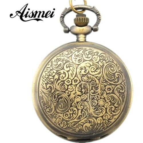 2018 Fashion Jewelry New Arrival Quartz Bronze Color Classic Elegant Concise Pocket Watch for Gift Wholesale Price 5pcs/lot