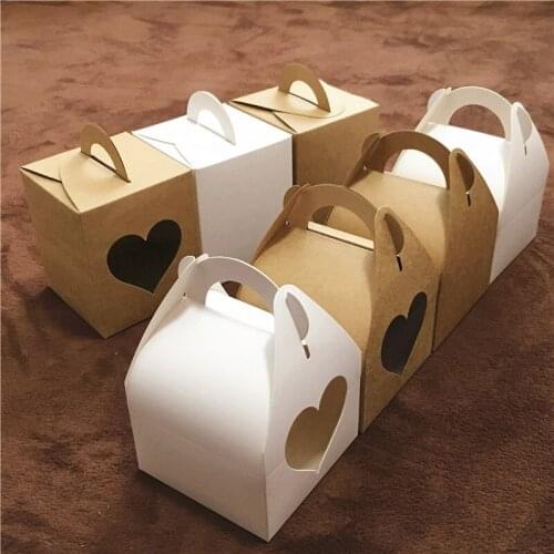 24pcs Kraft Paper Portable Cake Boxes Handmade Biscuit Candy Box Pastry Display Packaging Gift Boxes