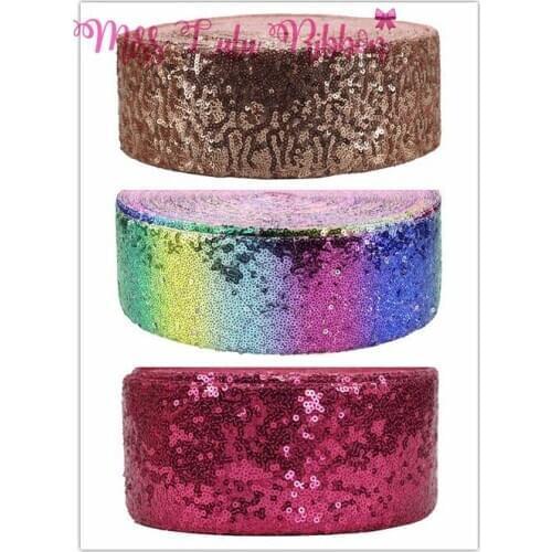 3"75mm Shiny Sequin Cutting Ribbon Gradient Color DIY Wedding Party Decor Hair Band Making 25yards/roll Small Sequins