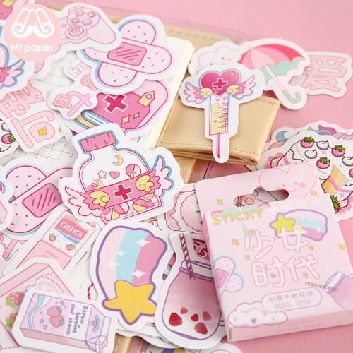 46 Pcs/box 9 Designs Cute Stickers Scrapbooking Girl Generation Series Planner Japanese Kawaii Decorative Stationery Sticker