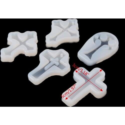 5PCS Cross Silicone Resin Mold For Jewelry Making Casting Mould Craft DIY Tools E56C