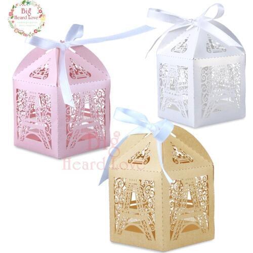 50pcs Laser Cut Pagoda Candy Box Wedding Favors Paperboard Box Wedding Party Decoration Marriage Birthday Party Supplies Adult