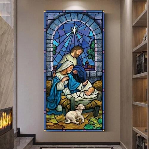 5D Diamond Painting Nativity Day Cross Stitch DIY Diamond Embroidery Religious Picture Of Rhinestones Christmas Church Decor