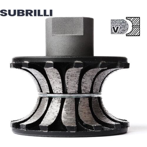 SUBRILLI Segmented V30 Diamond Hand Profile Router Bit Full Bullnose Stone Concrete Granite Countertop Abrasive Grinding Wheel