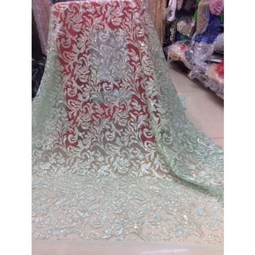 African Glued Glitter Sequins Mesh Fabric L-281 Shining Transparent Party Dress Clothes Cloth India Sari Sewing dress