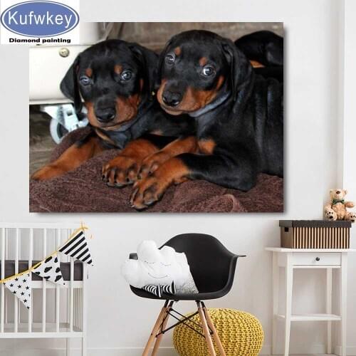 Doberman dog diamond mosaic full square round drill 3d cross stitch painting animals cute puppies pet 5d diamond embroidery