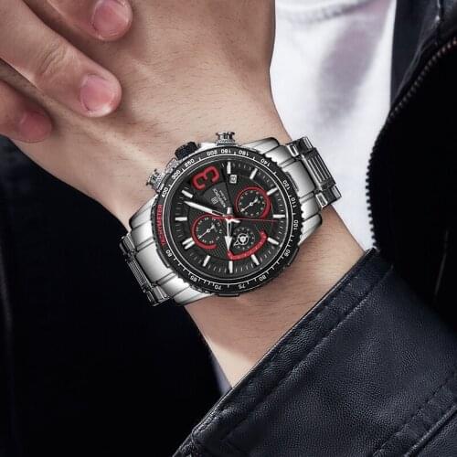 NAVIFORCE Brand Luxury Watch For Men Casual Sports Stop Watch Chronograph Quartz Stainless Steel Strap Date Clock Men WristWatch