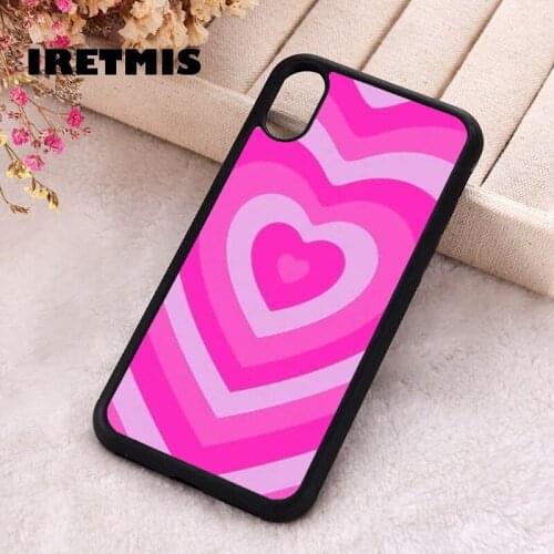Iretmis 5 5S SE Phone Cover Cases for iPhone 6 6S 7 8 Plus X Xs Max XR 11 12 MINI Pro Rubber Silicone Strawberry Sweet Heart